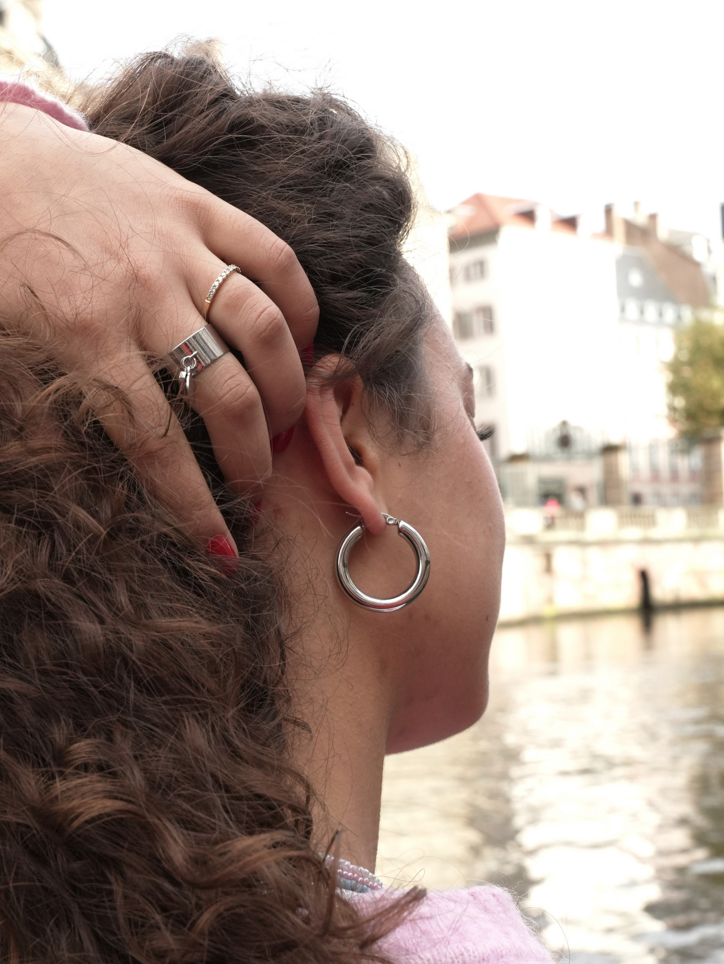 Créoles Nora acier inoxydable doré légères quotidien – Bellora Bijoux