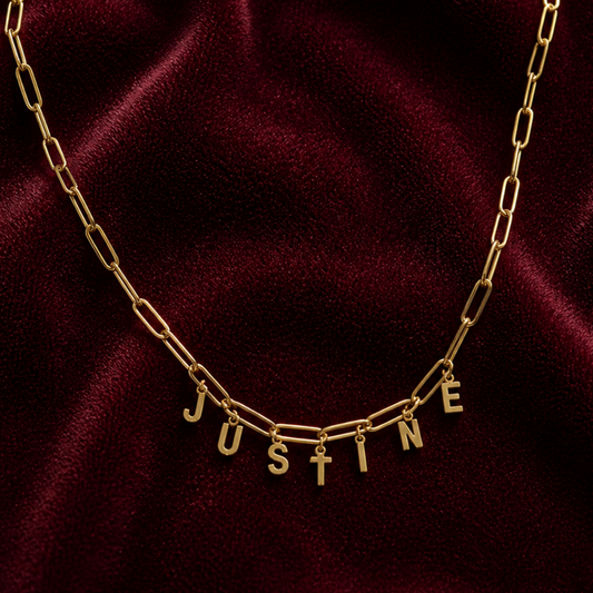 Collier Isadora personnalisé lettres prénom argenté en acier 316L – Bellora Bijoux Strasbourg