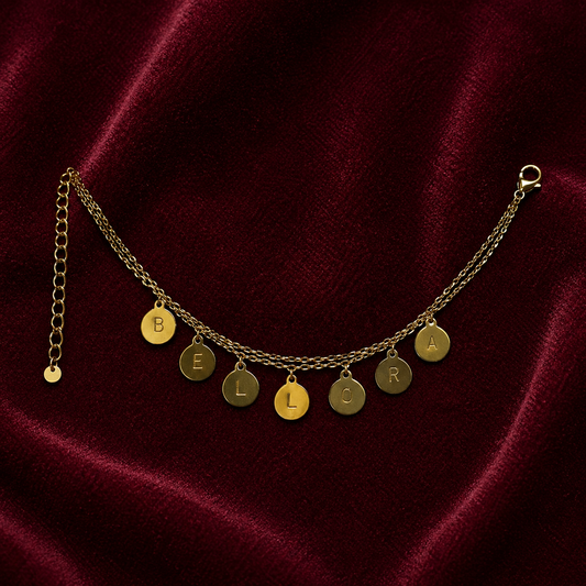 Bracelet personnalisé gravé en acier inoxydable doré – Bellora Bijoux