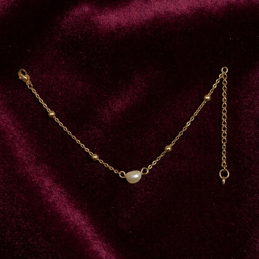 Bracelet Paloma doré maille saturne perles élégant ; Bellora Bijoux Strasbourg