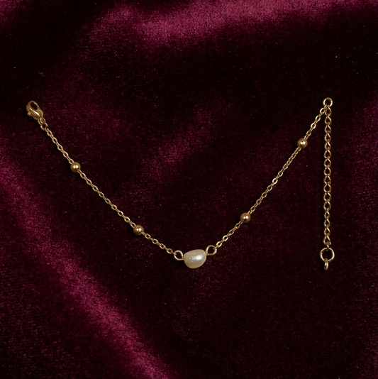 Bracelet Paloma doré maille saturne perles élégant ; Bellora Bijoux Strasbourg